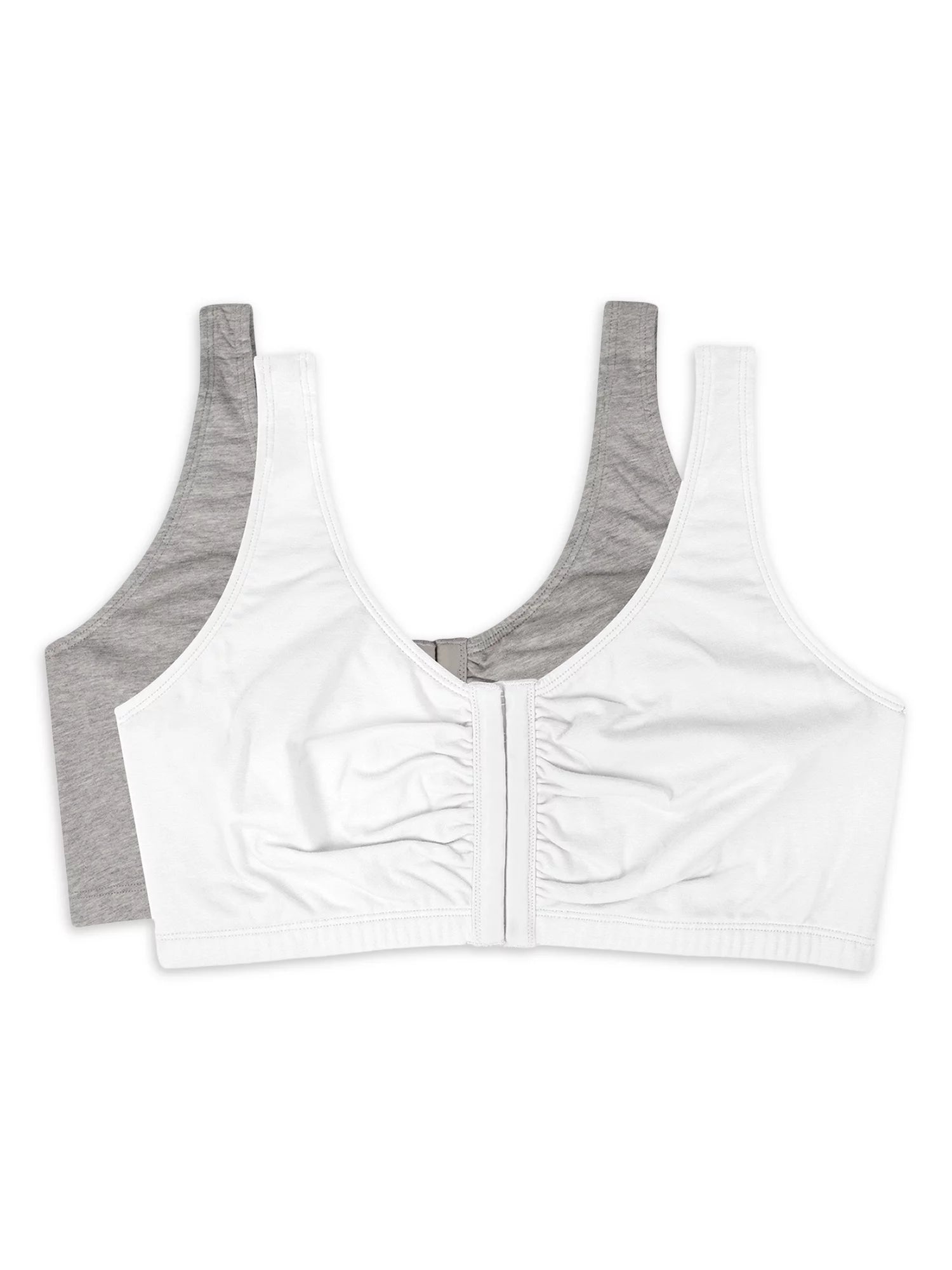 Brasier Deportivo De Algodón Para Mujer Con Cierre Frontal Cómodo, Paquete De 2